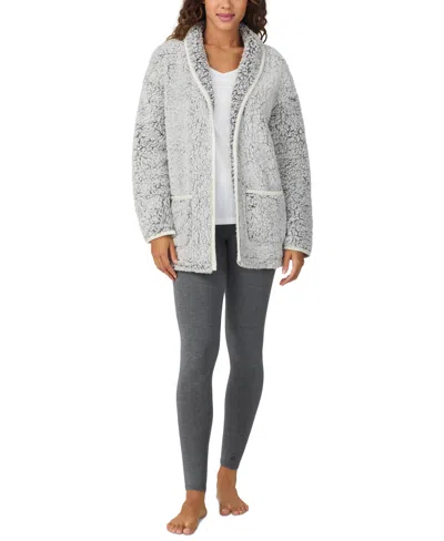 Cuddl Duds Women's Open-front Shawl-collar Cardigan In Grey