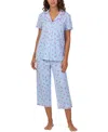 Cuddl Duds Women's Printed Collared Cropped Pajama Set