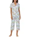 Cuddl Duds Women's 2-pc. Notched-collar Cropped Pajamas Set In Novel Print