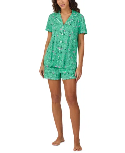 Cuddl Duds Women's Printed Short-sleeve Boxer Pajama Set