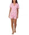 Cuddl Duds Women's Printed Short-sleeve Boxer Pajama Set In Novel Pt