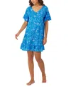 Cuddl Duds Women's Printed Short-sleeve Sleep Tunic In Blue