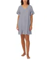 Cuddl Duds Women's Printed Short-sleeve Sleep Tunic In Stripe