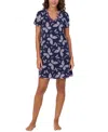 Cuddl Duds Women's Printed Short-sleeve Sleepshirt In Navy Print