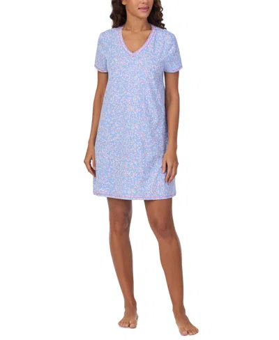 Cuddl Duds Women's Printed Short-sleeve Sleepshirt In Periwinkle Print