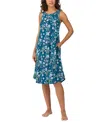 Cuddl Duds Women's Printed Sleeveless Midi Nightgown In Blue