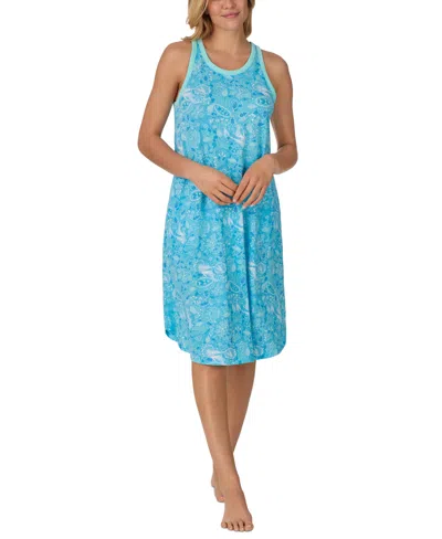 Cuddl Duds Women's Printed Sleeveless Nightgown In Blue Print