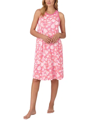 Cuddl Duds Women's Printed Sleeveless Nightgown In Coral Print