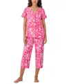 Cuddl Duds Women's Short-sleeve Cropped Pajama Set In Multi