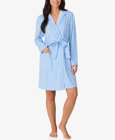 Cuddl Duds Women's Short Wrap Vintage Hooded Robe In Multi