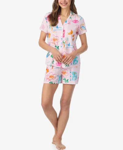 Cuddl Duds Women's Short-sleeve Top And Pull-on Pajama Shorts, 2-piece Set