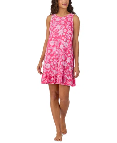 Cuddl Duds Women's Sleeveless Ruffled-hem Chemise In Pink