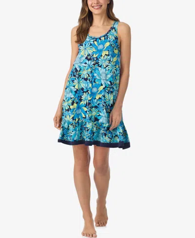 Cuddl Duds Women's Sleeveless Scoop Neck Chemise In Blue