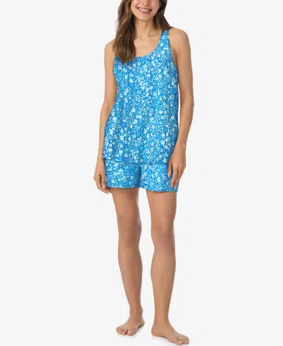 Cuddl Duds Women's Sleeveless Top & Boxer Shorts, 2-piece Set In Blue