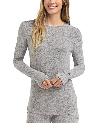 Cuddl Duds Women's Softknit Crewneck Sweater-knit Long-sleeve Top In Gray