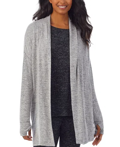 Cuddl Duds Women's Softknit Sweater-knit Long-sleeve Wrap In Gray