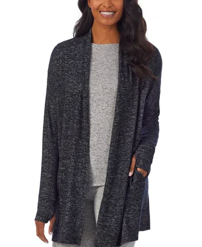 Cuddl Duds Women's Softknit Sweater-knit Long-sleeve Wrap In Black