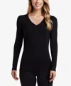 Cuddl Duds Softwear V-neck Modal Knit Lounge Top In Black