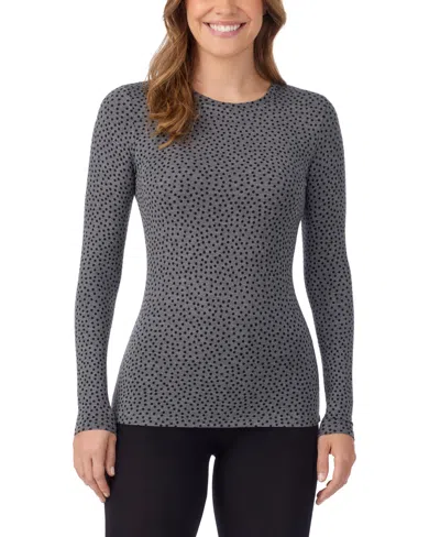 Cuddl Duds Women's Softwear With Stretch Long-sleeve Crewneck Top In Blue