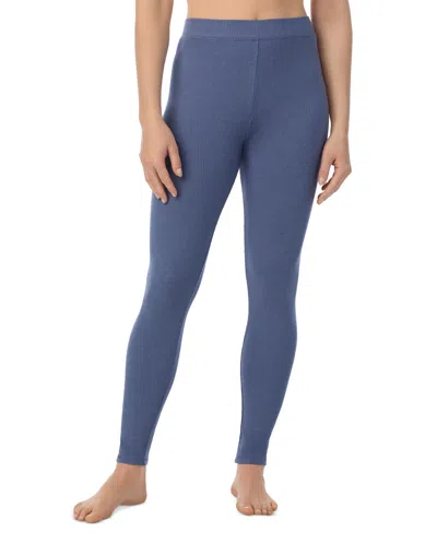 Cuddl Duds Women's Stretch Ribbed High-rise Leggings In Chambray