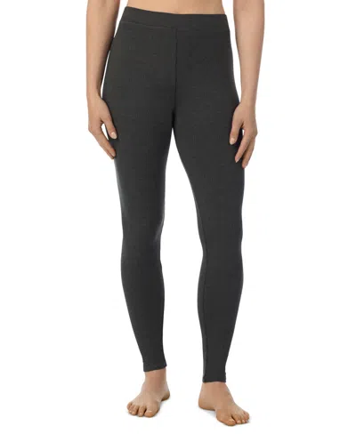 Cuddl Duds Women's Stretch Ribbed High-rise Leggings In Heather Charcoal