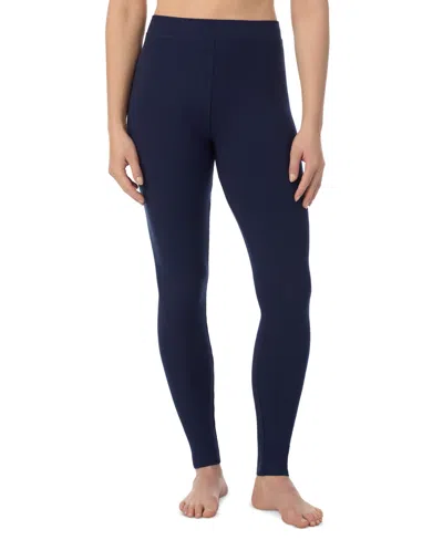 Cuddl Duds Women's Stretch Ribbed High-rise Leggings In Navy
