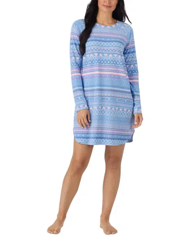 Cuddl Duds Women's Sweater-knit Scoop Neck Curved-hem Sleep Shirt In Blue