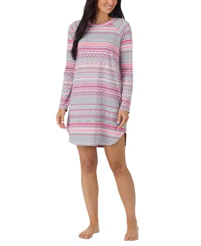 Cuddl Duds Women's Sweater-knit Scoop Neck Curved-hem Sleep Shirt In Multi