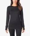 Cuddl Duds Women's Thermawear Crewneck Top In Black