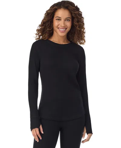 Cuddl Duds Women's Waffle-knit Thermal Stretch Long-sleeve Crew-neck Top In Multi