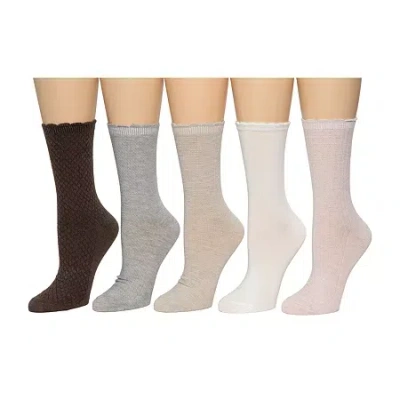 Cuddl Duds Womens 5 Pair Crew Socks In Multi
