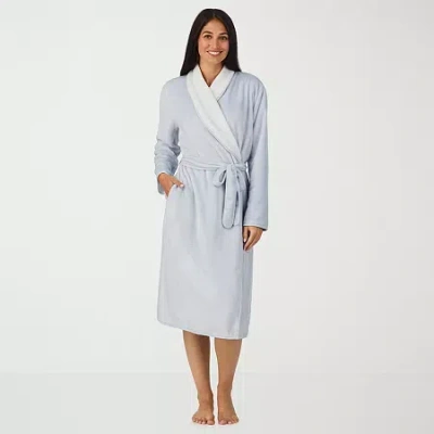 Cuddl Duds Womens Long Sleeve Mid Length Robe In Gray