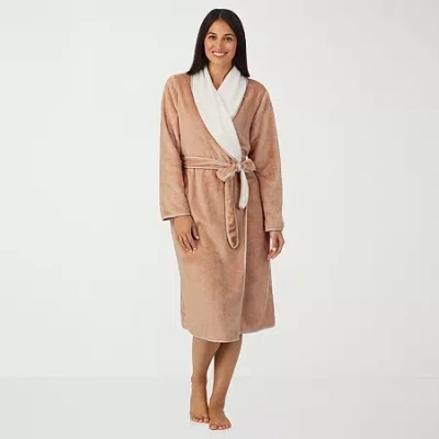 Cuddl Duds Womens Long Sleeve Mid Length Robe In Sand