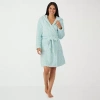 Cuddl Duds Womens Sherpa Long Sleeve Mid Length Robe In Blue