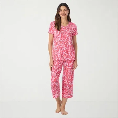 Cuddl Duds Womens Short Sleeve 2-pc. Pajama Set In Pink