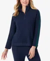 Cuddl Duds X Jennifer Lake Fleecewear With Stretch Half-zip Pullover In Blue
