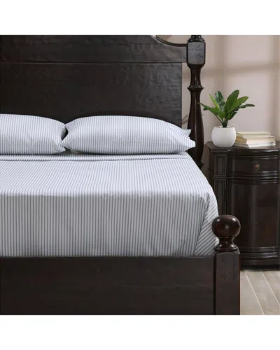 CUDDLEDOWN CUDDLEDOWN 300 THREAD COUNT STRIPED ORGANIC PERCALE SHEET SET