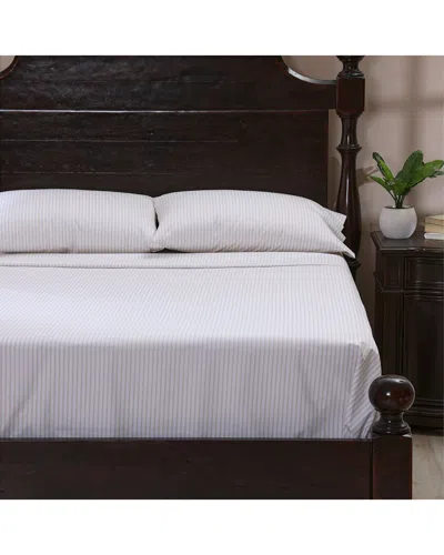 Cuddledown 300 Thread Count Striped Organic Percale Sheet Set In Multi