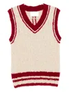 Cuddleup Contrasting V-neck Vest In Red