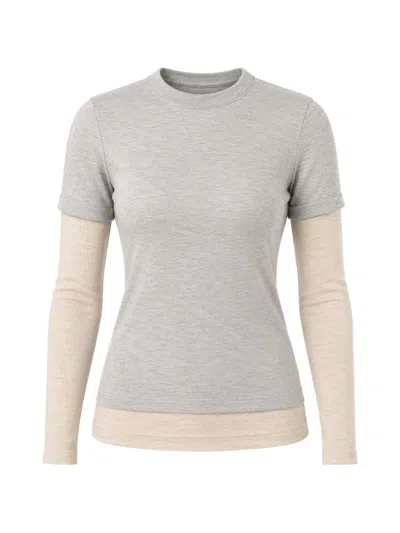 Cuddleup Layered Long-sleeves T-shirt In Gray
