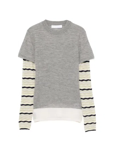 Cuddleup Layered-sleeve Fine-knit T-shirt In Multi