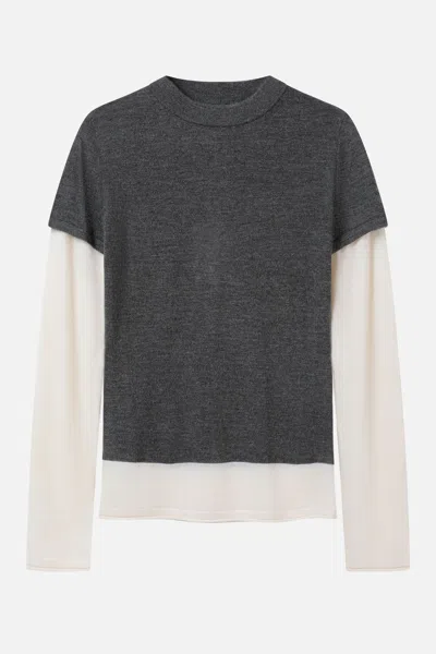 Cuddleup Long-sleeve T-shirt 2 In 1 In Gray