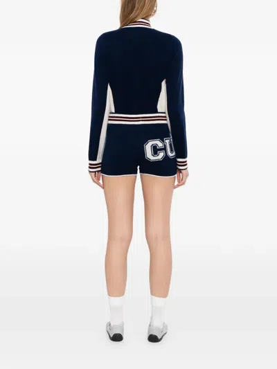 Cuddleup Mini Knitted Sport Shorts In Blue
