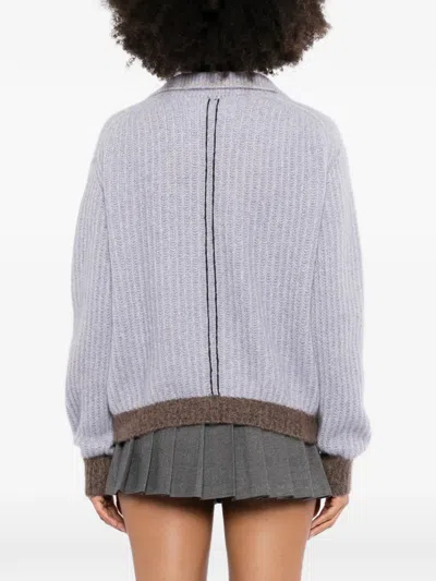 Cuddleup Ribbed-knit Contrast-trim Top In Purple