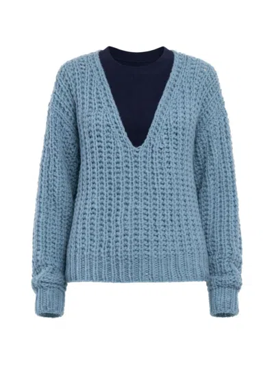 Cuddleup V-neck Jumper Set In Blue
