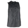 Cue Dion Lee Buttoned Sheer Back Sleeveless Top In Black Leather In Black