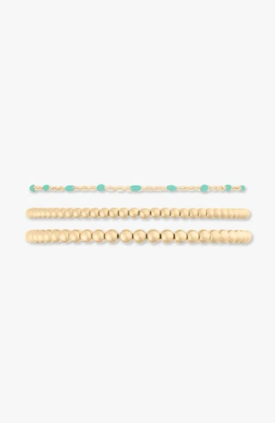 Cuffed By Nano Bead And Turquoise Enamel Chain 14k Gold Filled Bracelet Three Stack
