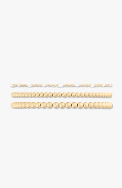 Cuffed By Nano Bead And White Enamel Chain 14k Gold Filled Bracelet Three Stack