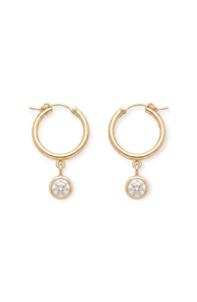 Cuffed By Nano Bezel Stone Drop 14k Gold Filled Hoops