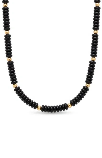 Cuffed By Nano Black And 14k Gold Filled Beaded Necklace